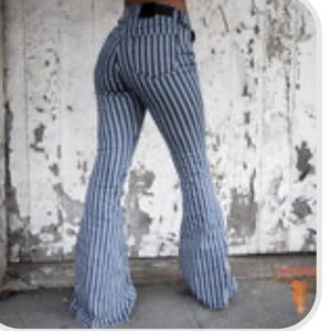 New flare striped jeans
